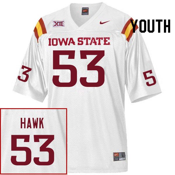 Youth #53 Zaimir Hawk Iowa State Cyclones College Football Jerseys Stitched Sale-White